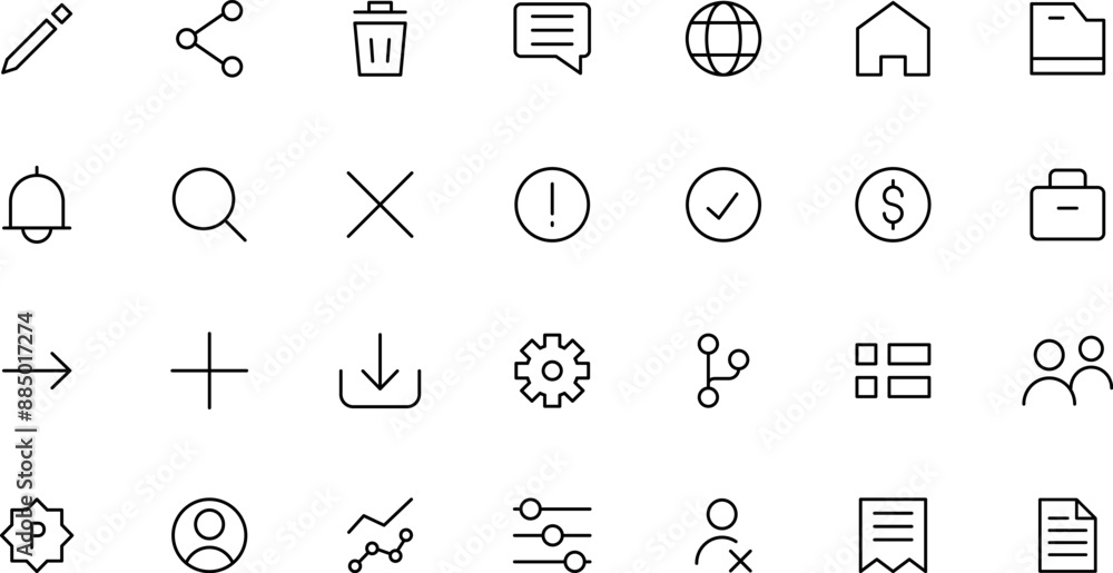Poster simple line icons for dashboard - vector. dashboard icon set.
