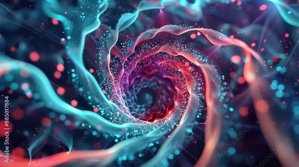 Poster ethereal 3d vortex of music symbols - dynamic and unique abstract background concept, generative ai