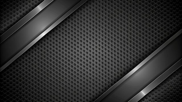 Dark gray futuristic background template featuring realistic shadow, black and gray gradient with simple pattern design, eps10 vector.