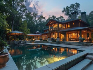 Obraz premium Experience a lavish and inspiring retreat adorned with upscale amenities and luxury touches, set against a backdrop of breathtaking beauty.