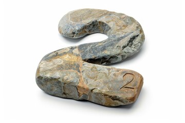 Fototapeta premium Number 2 in shape of stone Isolated on white background