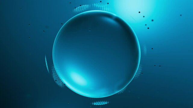 Water bubble protected by shield from attacking particles. Cyber shield protection from infection. Power field concept, safety dome around bubble.