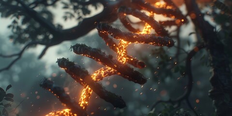 Detailed Molecular and Cellular Imagery with a Nature Twist Detailed Molecular and Cellular Imagery with a Nature Twist Close-up Macroscopic Images of Vibrant DNA Structures with Varied Backgrounds