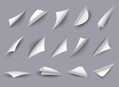 Flip corners ,curl and peel book sheet with shadows, edge and sticker back label