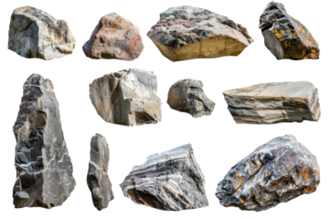 stone rocks isolated on white or transparent png