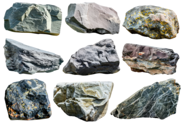 stone rocks isolated on white or transparent png