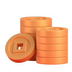 Golden coins 3D illustration