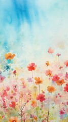 Obraz premium Wallpaper flower field painting outdoors nature.