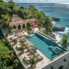 Fototapeta premium Immerse yourself in an extravagant preferred getaway where every detail is adorned with red carpet treatment and unparalleled luxury, creating an unforgettable escape of opulence and indulgence.