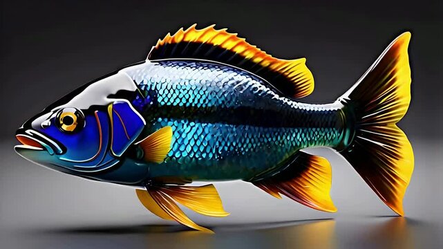 3d a glassy fish. siamese fish