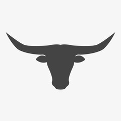 Bull Head silhouette. Texas Longhorn, american symbol of western. Wild animal emblem. Vector