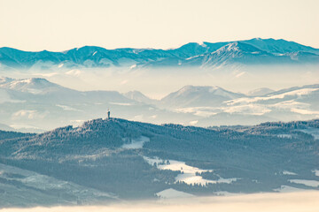 mountain winter landscape and snow-capped peaks of the Tatra Mountains