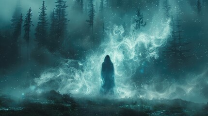 The Lone Figure in the Enchanted Forest