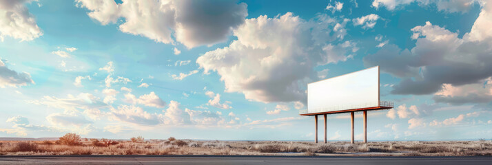 attractive street billboard on the road with clouds.