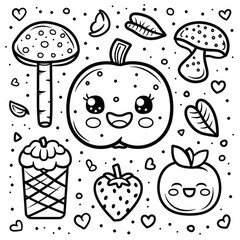 A black and white autumn set, full of seasonal elements and charm