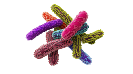 Bacteria, colorful, bacilli, rod-shaped, grouped