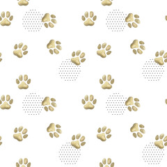 Dog's paw seamless pattern. Watercolor hand drawn background. © Tapilipa
