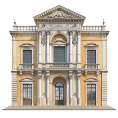 Obraz premium Majestic Neoclassical Palazzo Facade Isolated on White Background
