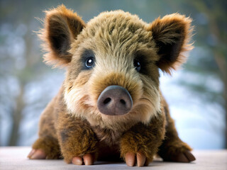 Fototapeta premium wild boar in the farm, wild, boar, nature, farm, brown, wildlife, alpaca, fur, cute, portrait, piglet, head, livestock, snout, forest