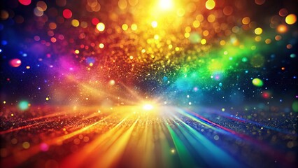 Vibrant, abstract, warm, and colorful rainbow light leaks with subtle dust texture and soft focus on a dark, mysterious background.