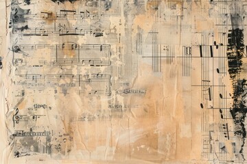 Music notes ephemera border backgrounds drawing paper.