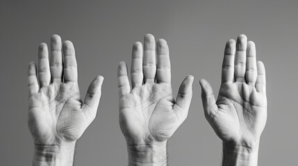 Three raised fingers on the left hand