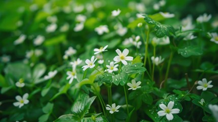 Tiny white flowers of milkmaids in Ballawley Park Dublin Ireland