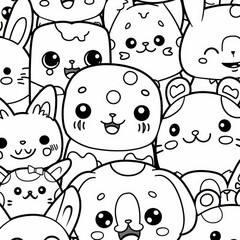 A coloring book with animals, a cartoon collection full of diverse characters