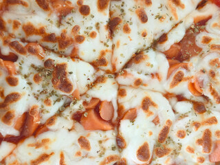 Top view Italian pizza with topping.