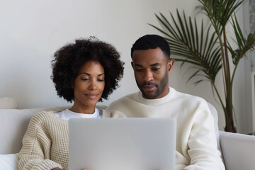 Portrait of spouses shopping together in an online store, concept about Cyber ​​Monday and sales season