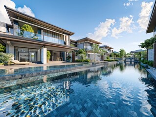 Townhouse with Reflective Pools