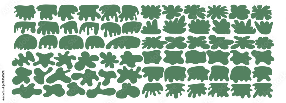 Sticker abstract illustration organic shape, irregular blob and simple figure. tree and shrub form, grass sp