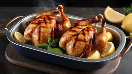 Fototapeta premium Delicious Grilled Chicken Food Menu