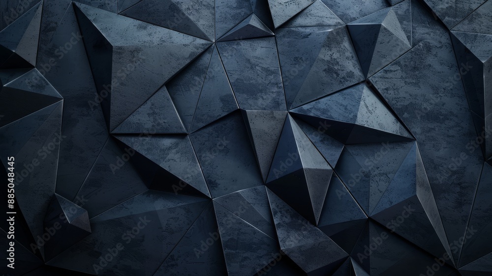 Poster Intuitive abstract drawing with a dark blue polgonal background and triangle grid. Concepts related to social networks, science, and web technology.