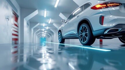 Outdoor parking lot  used car sale and rental service at automobile parking area