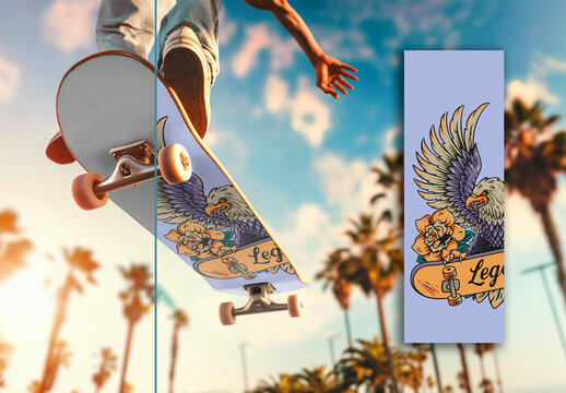 Mockup Skateboard White Design Below Ai Generated