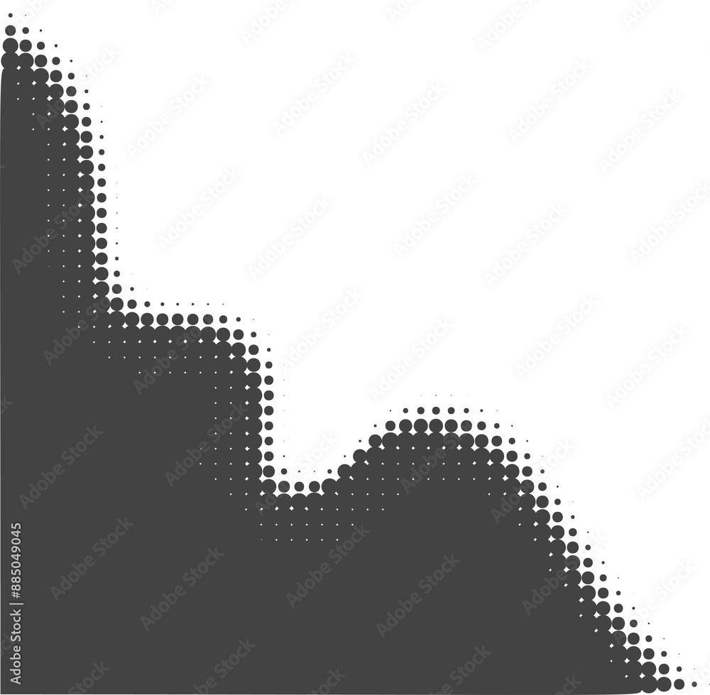 Poster dotted corner element. noise gradient fade effect. halftone grunge gradation shadow. gritty shade bo
