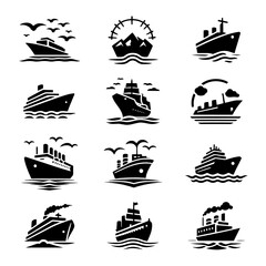 A collection of silhouette ships