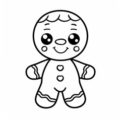 Obraz premium A gingerbread man line art coloring page, capturing holiday cheer