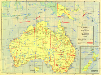 Obraz premium Australia and New Zealand Political Geographic Map