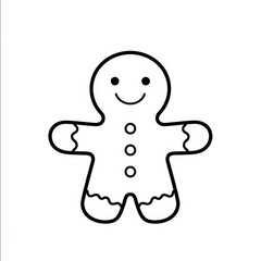 Obraz premium An isolated doodle of a gingerbread man in black and white outline, a cute vector illustration icon