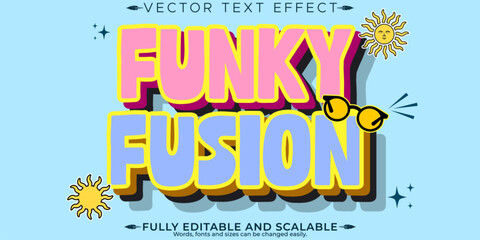 Obraz premium Retro vintage music party text effect, editable 70s and 80s text style