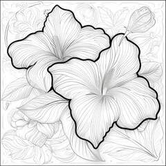 An outline floral pattern in Mehndi style, a detailed coloring book page for antistress relief for adults