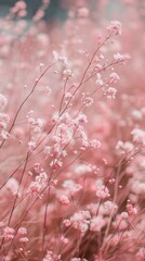 Naklejka premium Pink meadow wallpaper outdoors blossom flower.