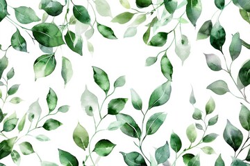 Seamless watercolor floral pattern - green leaves