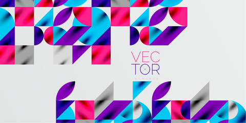 Triangles, round triangles and circles techno art. Vector Illustration For Wallpaper, Banner, Background, Card, Book Illustration, landing page