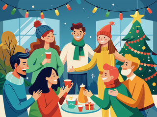 Joyful Holiday Celebration with Friends and Family, filled with warmth and togetherness