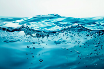 Transparent blue surface of clean water with ripples