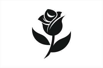 a silhouette black rose flower logo vector art illustration