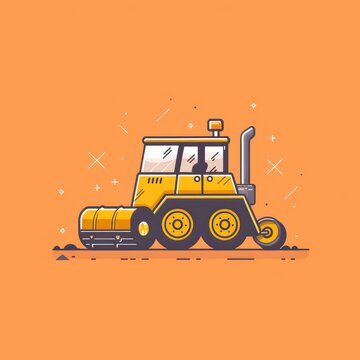 recommend clip art: A line road roller heavy equipment illustration, a road grader and asphalt compactor in flat style, capturing the essence of construction
